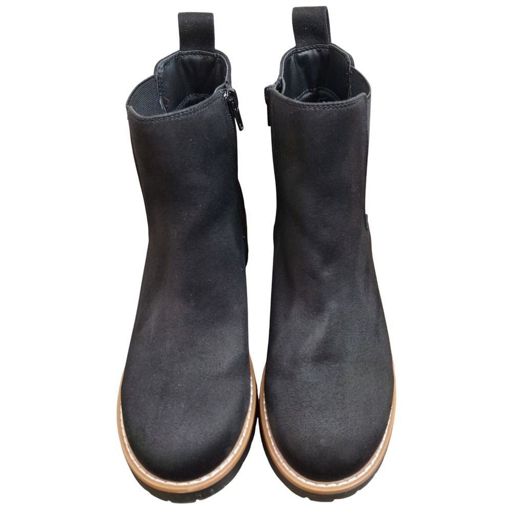 Kensie Kayla B Black Faux Suede Lug Sole Chelsea Ankle Boots KS242100 Women 8.5M